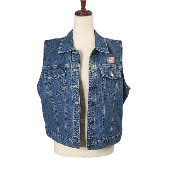Liz Claiborne Jackets & Blazers - Vintage Crazy Horse Liz Claiborne Denim Vest Embroidery Patchwork Women's Large